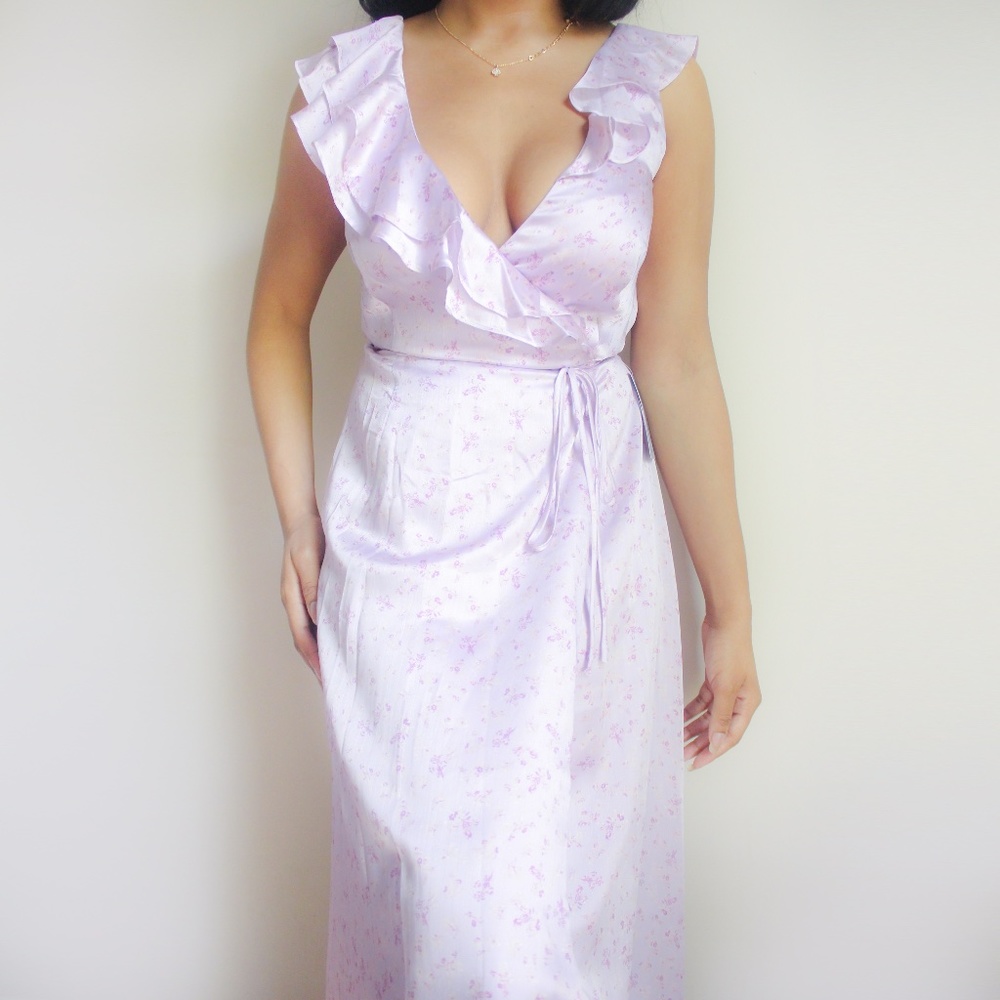 NWT Wayf Sylvia Sleeveless Ruffle Wrap Dress